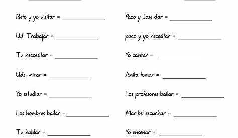 Spanish Worksheets Conjugating Verbs