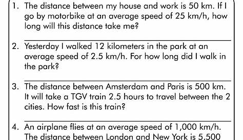 Speed Practice Problems Worksheet Answer Key