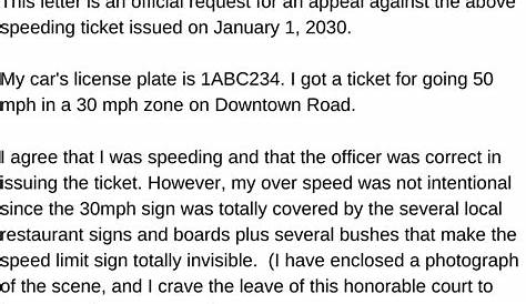 Speeding Ticket Sample Letter To Judge To Reduce Fine