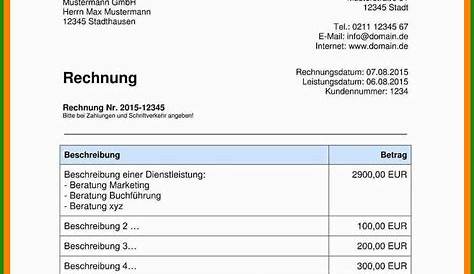 Sponsoring Rechnung Vorlage - Kostenlose Vorlagen zum Download