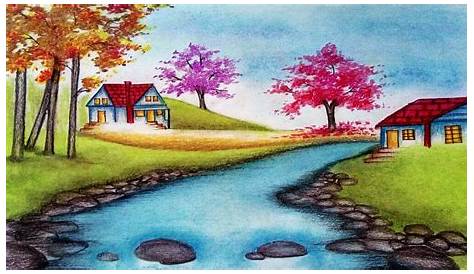 Spring Season Pictures To Draw How Scenery Of Step By Step Easy Ing Youtube