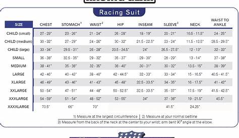 Spyder Race Suit Size Chart