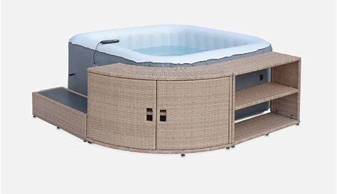 Square Hot Tub Surround Vidaxl Spa Grey Poly Rattan Enclosure Pe Rattan