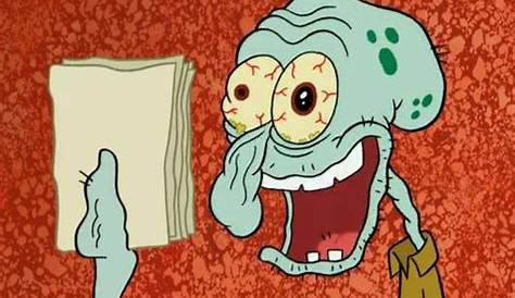 Squidward looking like he just finished his paper 2 minutes before it