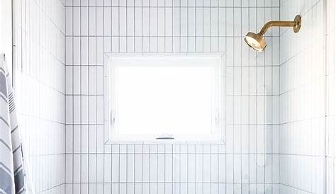 Square Modern Tiled White Bathtub with Shower Bright Interior Stock