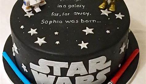 Star Wars birthday cake, 2 tiers, with Yoda, BB8, Stormtrooper and