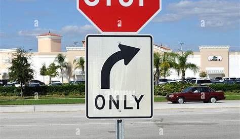 American Stop sign and right turn only Stock Photo - Alamy