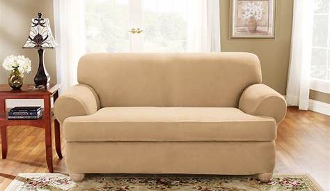 Sure Fit Stretch Jacquard Damask Two Piece T-Cushion Love Seat