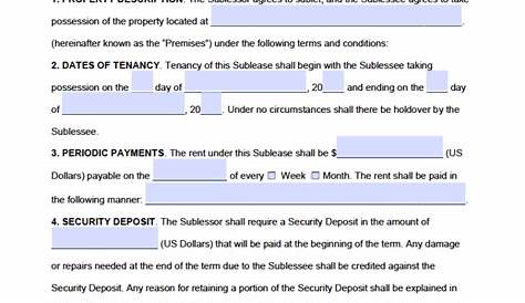 Rental Sublease Agreement Template Free Of Free Florida Sub Lease