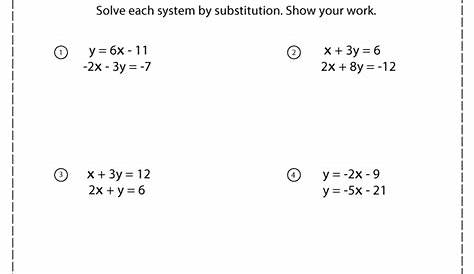 Substitution Method Worksheet Answer Key