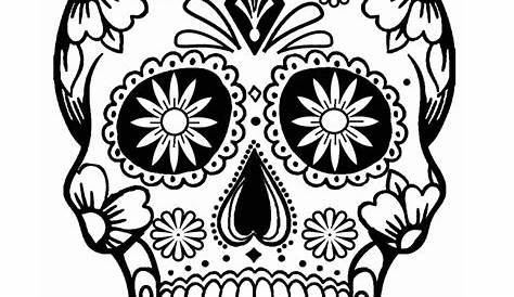 Simple Sugar Skull Calavera Coloring page Printable