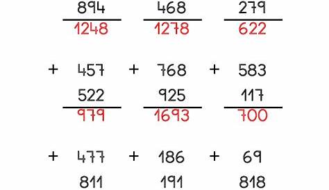 Suma de 4 cifras y 2 sumandos | Matemáticas de quinto grado