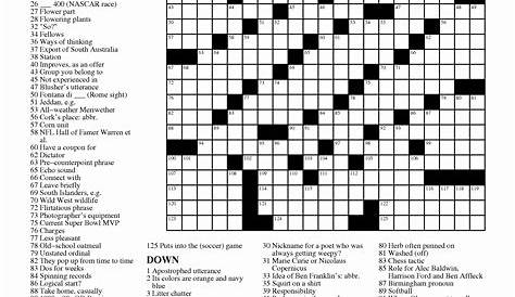 Sunday Pdf Sunday New York Times Crossword Printable Free