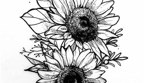 Sunflower Outline Tattoo Drawing / Not a temporary tattoo files include