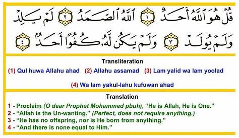 Surah ikhlas with translation - Primary Ilm