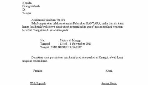 Surat Izin Orang Tua Untuk Mengikuti Kegiatan Pramuka - Kumpulan Surat