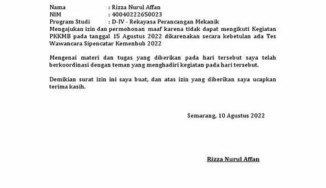 Contoh Surat Izin Tidak Bisa Mengikuti Kegiatan - Homecare24