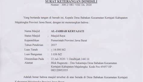 Contoh Surat Keterangan Domisili Masjid Dari Kelurahan - Delinewstv