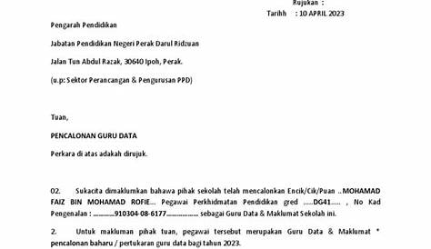 Surat Lantikan Pembimbing Rakan Sebaya Sekolah Rendah - Salam Rakan