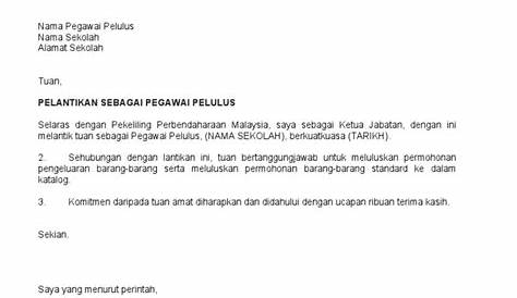 Contoh Surat Lantikan Pegawai Pengurusan Aset Dan Stor Oleh Ketua - Riset