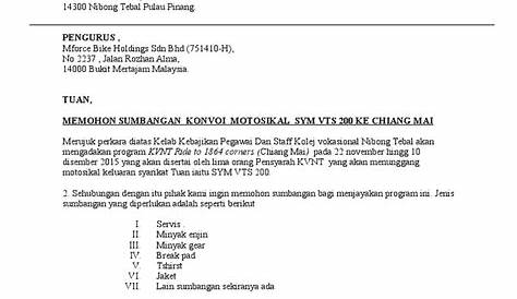 Contoh Surat Memohon Sumbangan Programmi - fasrchild