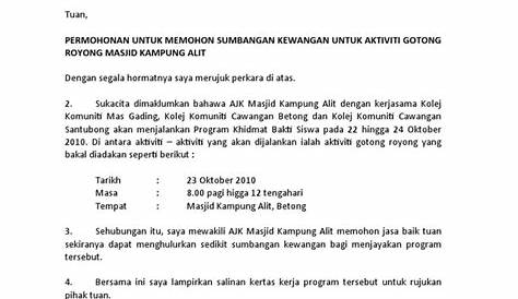 (DOC) Surat Permohonan Sumbangan YB - DOKUMEN.TIPS