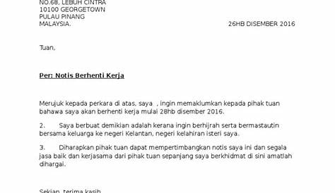 Contoh Surat Pemberhentian Kerja Oleh Majikan Pdf Terbaru - Letter Website
