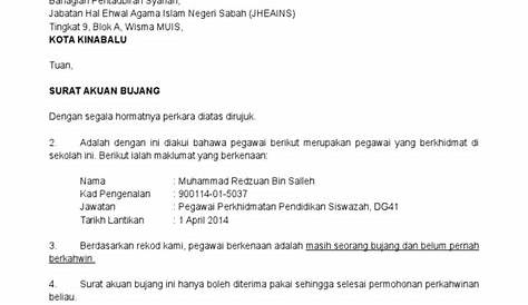 Surat Pengakuan Bujang Johor Baru - Letter Website