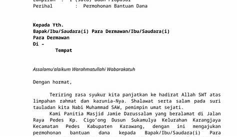 Contoh Surat Permohonan Bantuan Dana Pembangunan Masjid - Homecare24