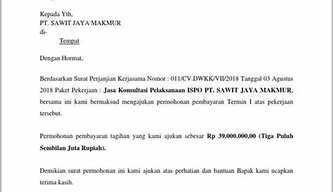 Contoh Surat Permohonan Pembayaran Pekerjaan - IMAGESEE