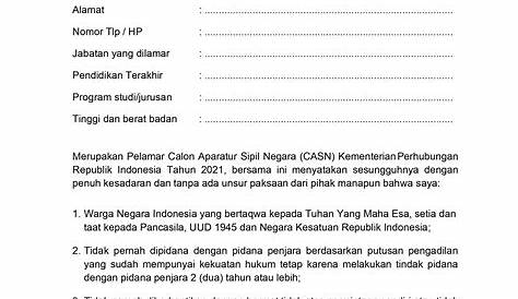 Contoh Surat Lamaran dan Surat Pernyataan CPNS Download Link