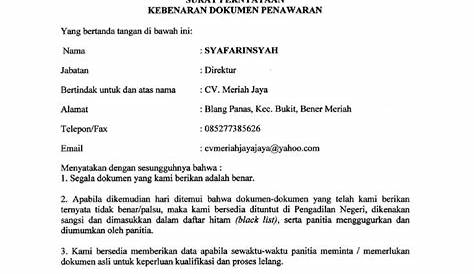 Formulir Contoh Surat Pernyataan Tidak Bekerja Bagi WP Orang Pribadi