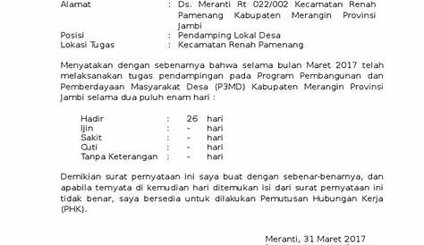 23 draf surat keterangan kehadiran karyawan by Arif Edison Lawyer - Issuu