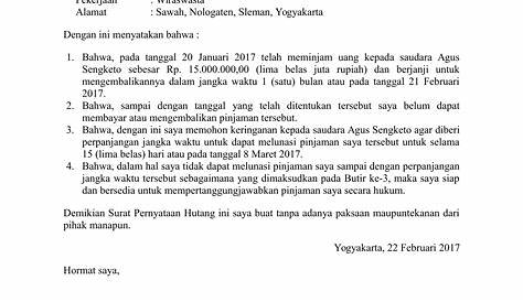 16 Contoh Surat Pernyataan Hutang Piutang Lengkap- Contoh Surat