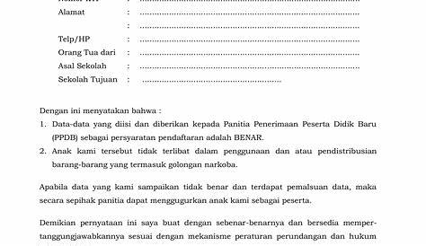 Surat Pernyataan Tanggung Jawab Mutlak Orang Tua Untuk PPDB 2023 yang