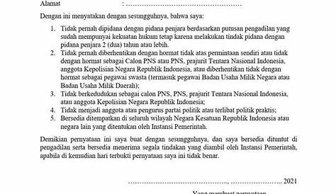 Foto Contoh Surat Pernyataan Untuk Tes Cpns 44 Untuk Inspirasi Menulis