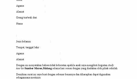 Surat persetujuan orang tua untuk menjadi polisi