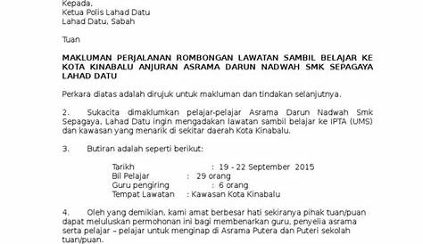 Surat Rasmi Permohonan Kepada Balai Polis Lihat - Letter Website