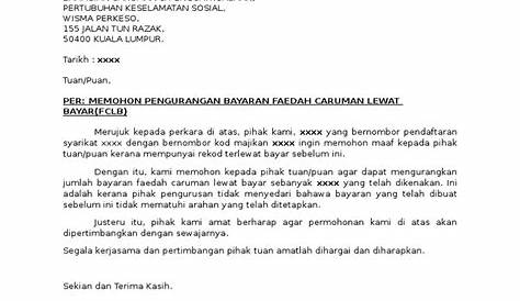 Contoh Surat Rayuan Pengurangan Kompaun / Contoh Surat Rayuan