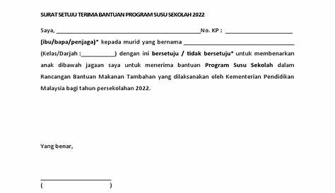 Surat Setuju Terima Susu 2022 | PDF