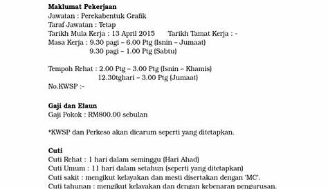 Format Surat Tawaran Kerja Cikgu Tuisyen