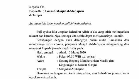 Contoh Surat Undangan Musyawarah Masjid - IMAGESEE