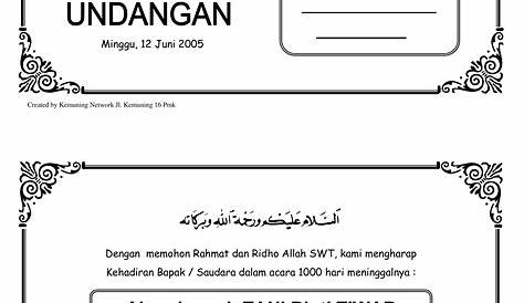 Contoh Surat Undangan Tahlilan 3 Hari, 7 Hari, 40 Hari, 100 Hari, 1000