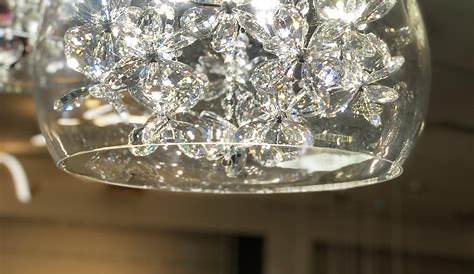 Suspension Cristal Design LED En Verre Et Motifs Juno