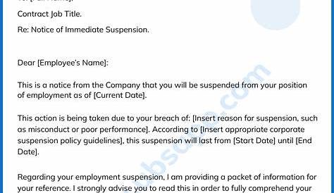 Suspension Letter Format For Misconduct Sample Employee