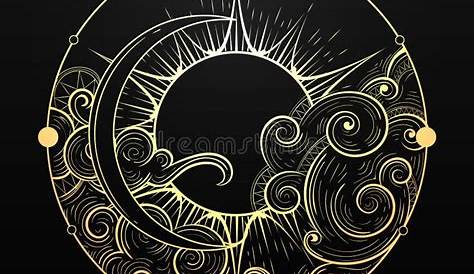 Lune Soleil Enlacés Motif Thermocollant - FEERIQUE/ASTROLOGIE/ETOILES