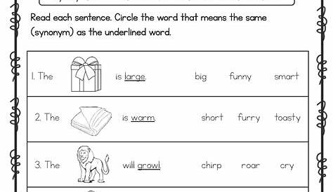 Synonyms Worksheets For Grade 4