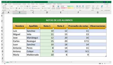 Excel: Tipos de datos