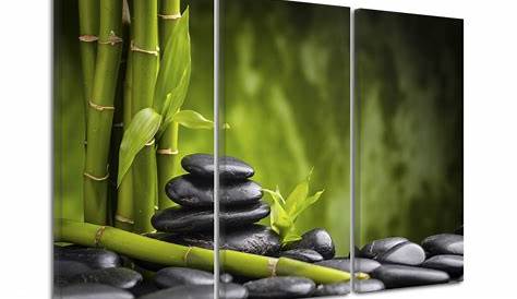 Tableau Vertical Zen Giveaways Wall Sticker 3 Pcs/Set Bamboo And Stone Modern