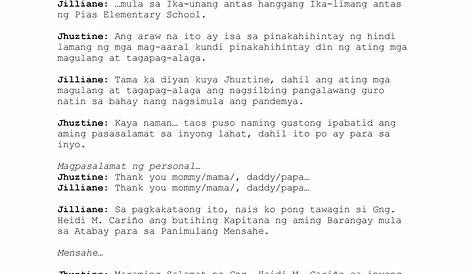 Speech Sample Tagalog Halimbawa Ng Closing Remarks Tagalog Maikling